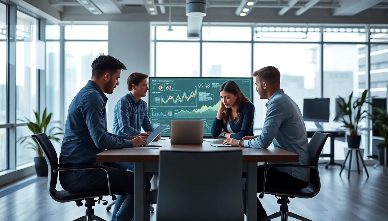 Team collaboration in an office on enrollment automation for EdTech SaaS.